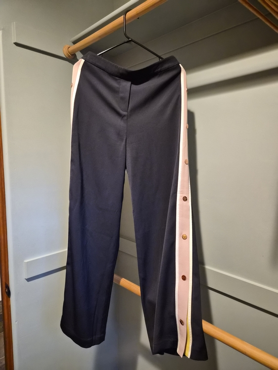 Ted Baker Dark Blue Wide-Leg Side-Trim Pants with Pink & Yellow Accents - Picture 2 of 10